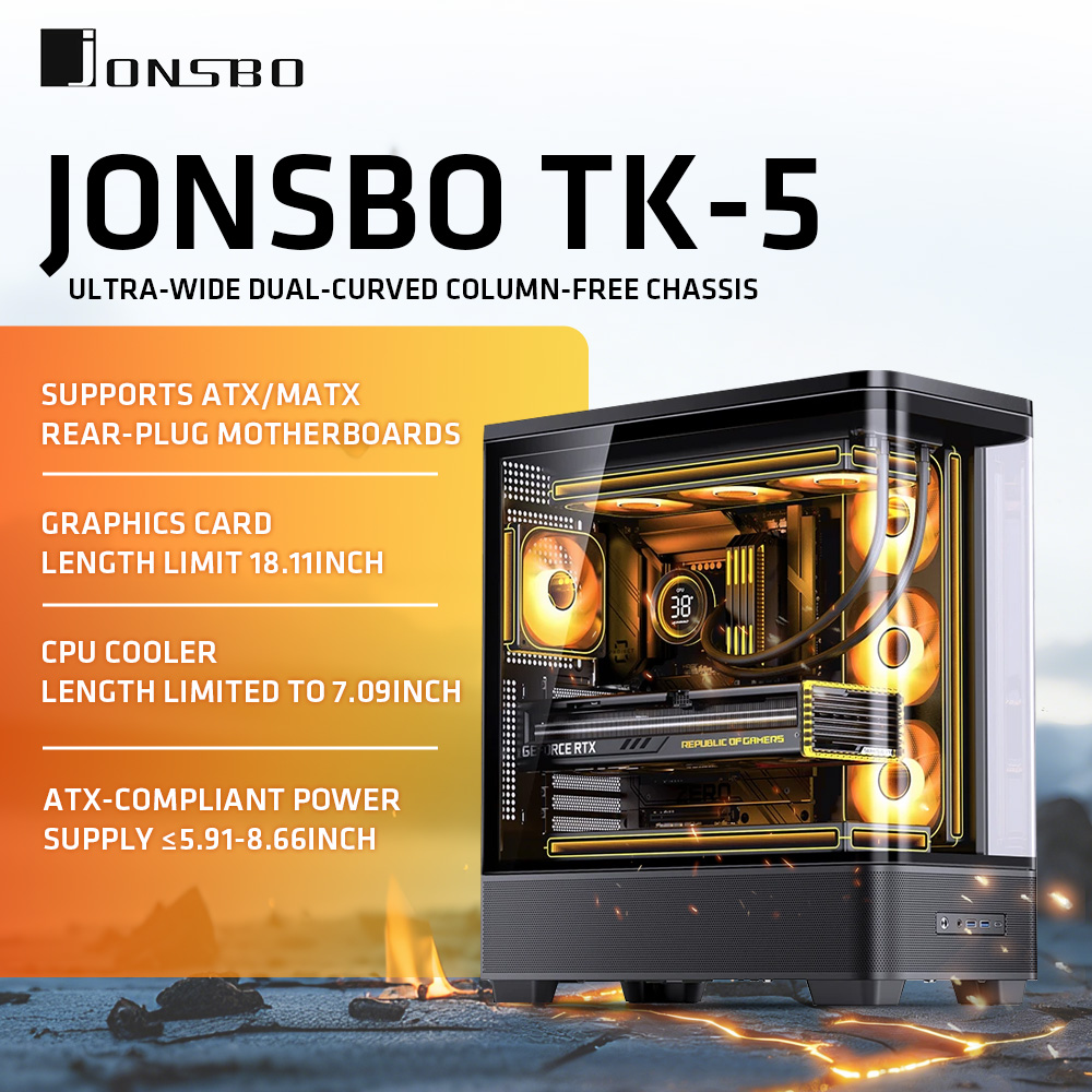 Pc Gaming Jonsbo - JONSBO TK-5 White/Black ATX PC Case