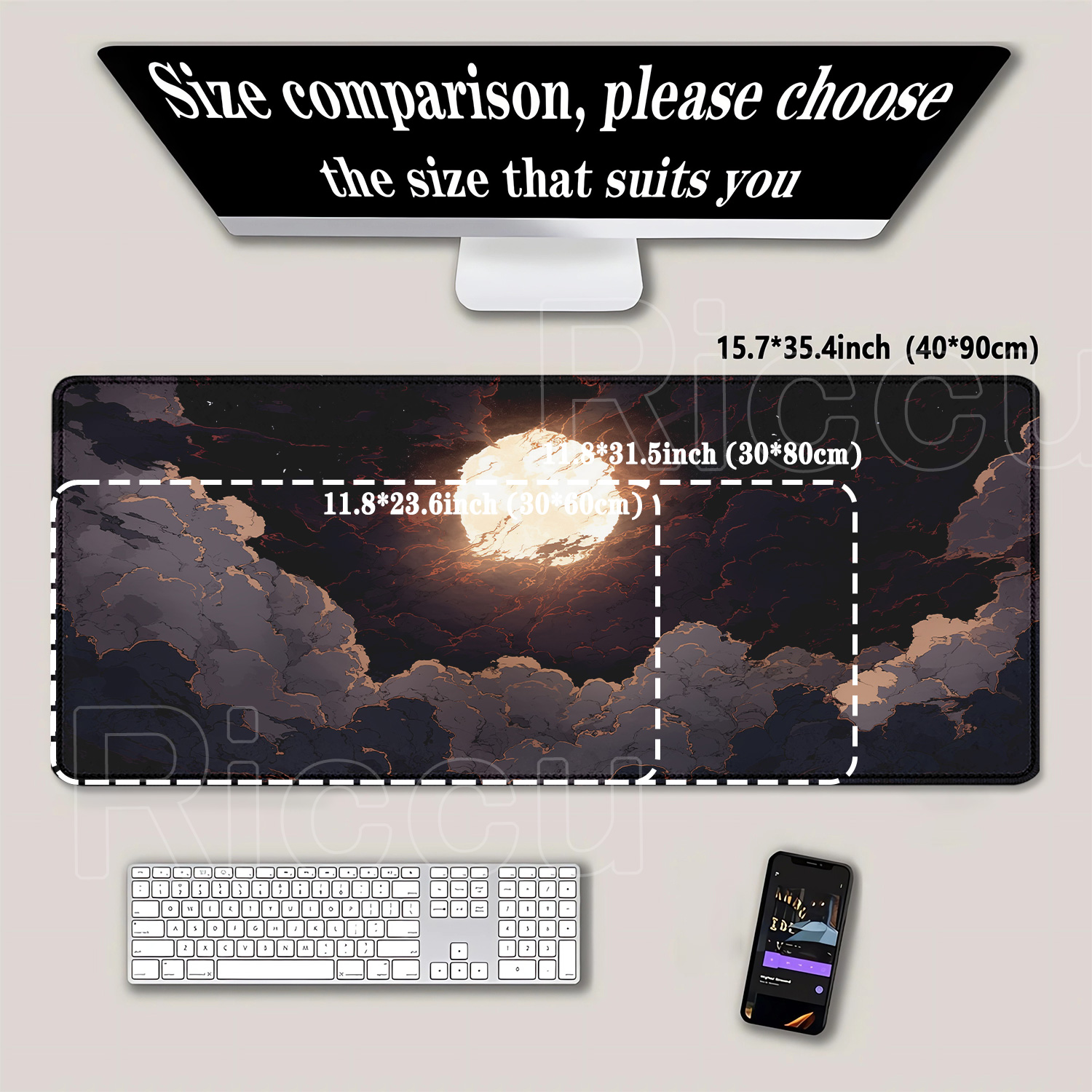 moon night cloud Mousepad Rubb - Pc Gaming Cloud Free のレビューと価格