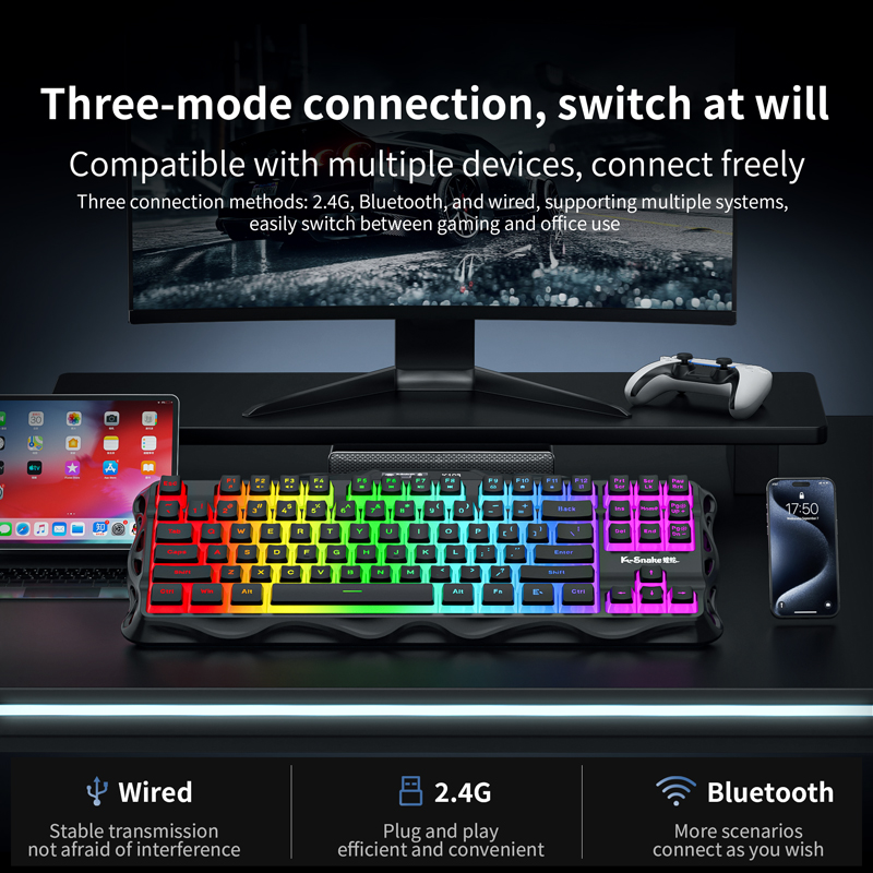 K-Snake 87 Keys Wireless Gamin - Anti-Ghosting Keyboard のレビューと価格