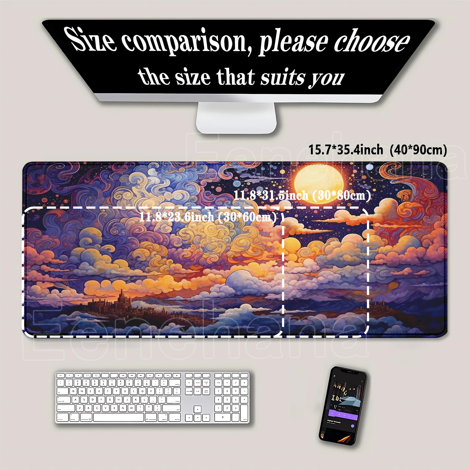Large Mouse Pad Full moon and  - Pc Gaming Cloud Free のレビューと価格