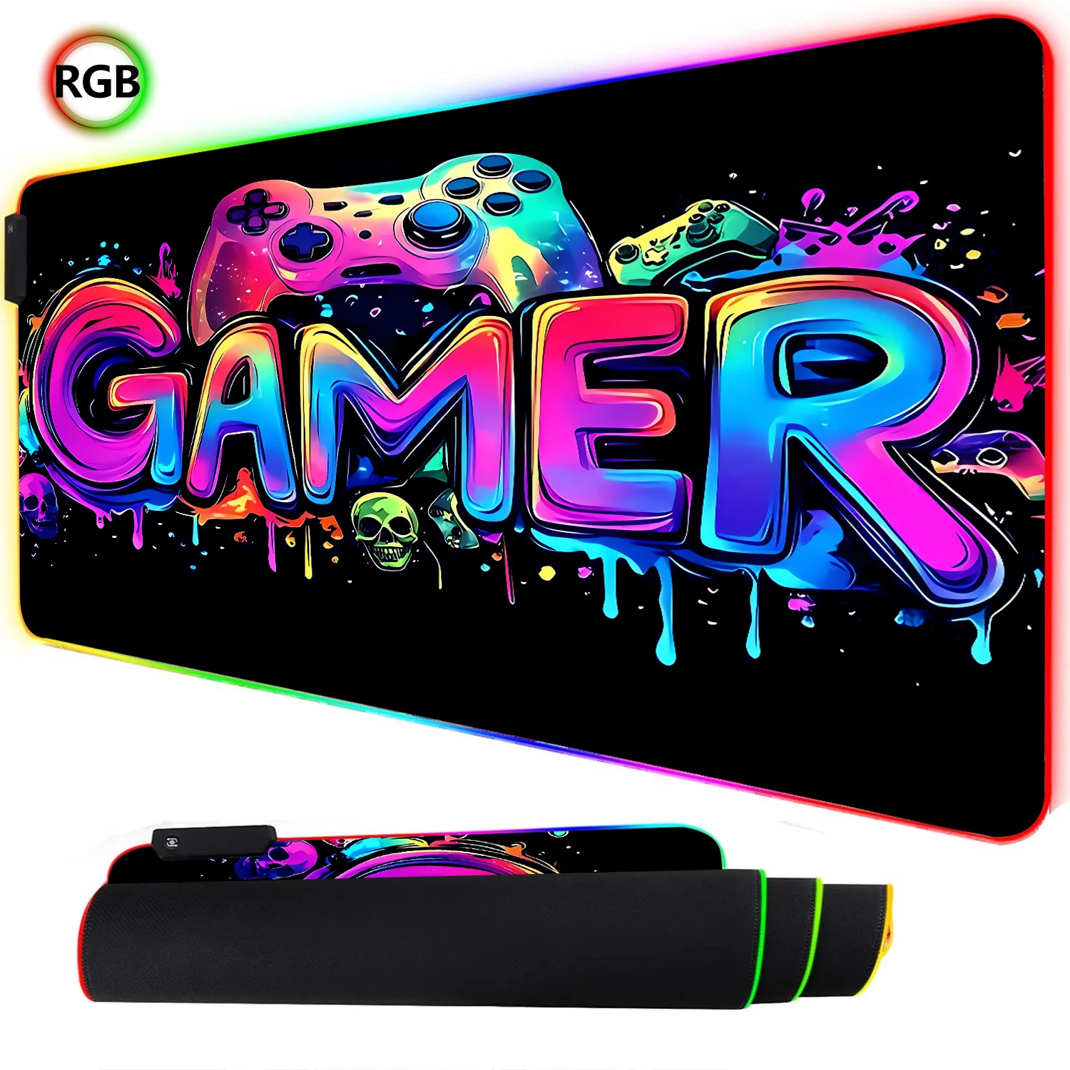 RGB Neon Gaming Controller Art - Rgb Mousepad のレビューと価格