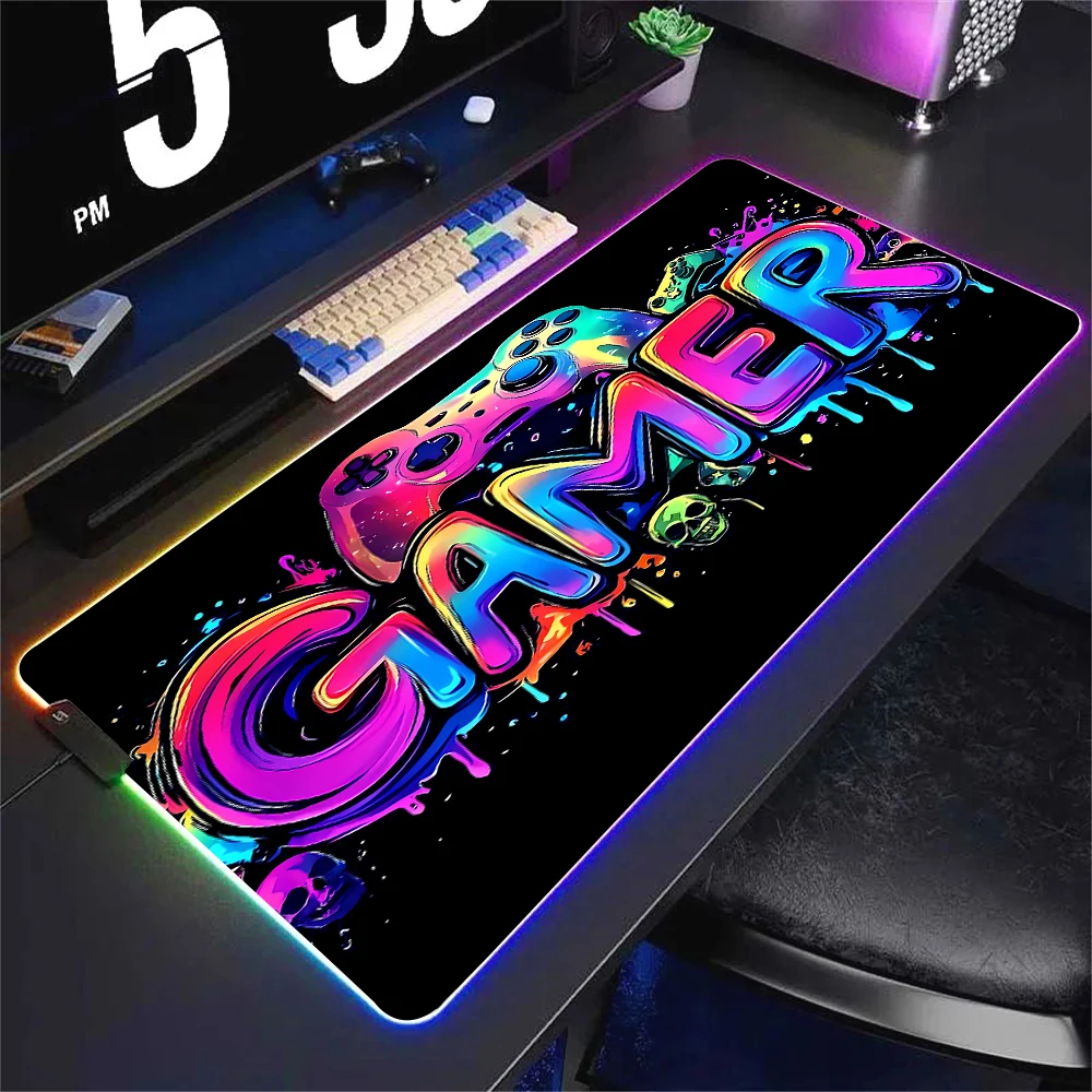 RGB Neon Gaming Controller Art - Rgb Mousepad のレビューと価格