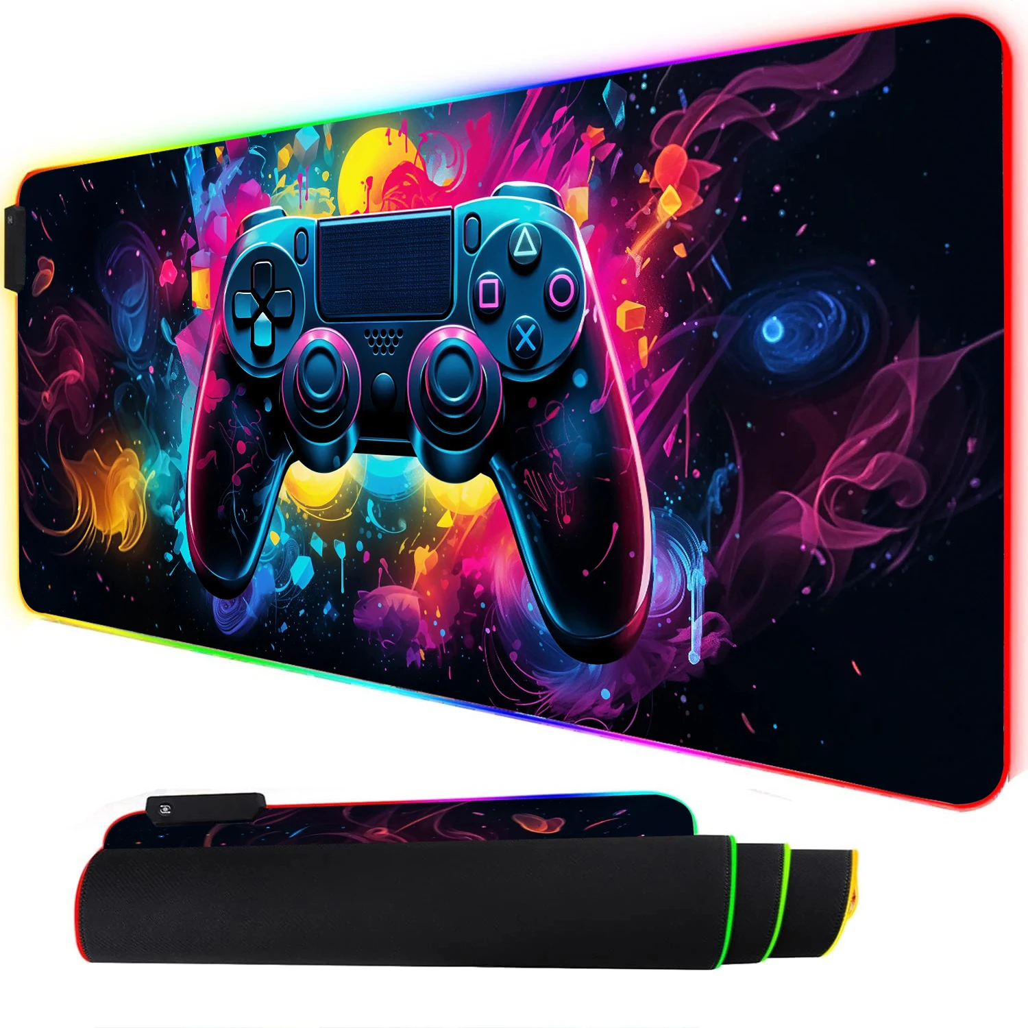 RGB Neon Gaming Controller Art - Rgb Mousepad のレビューと価格