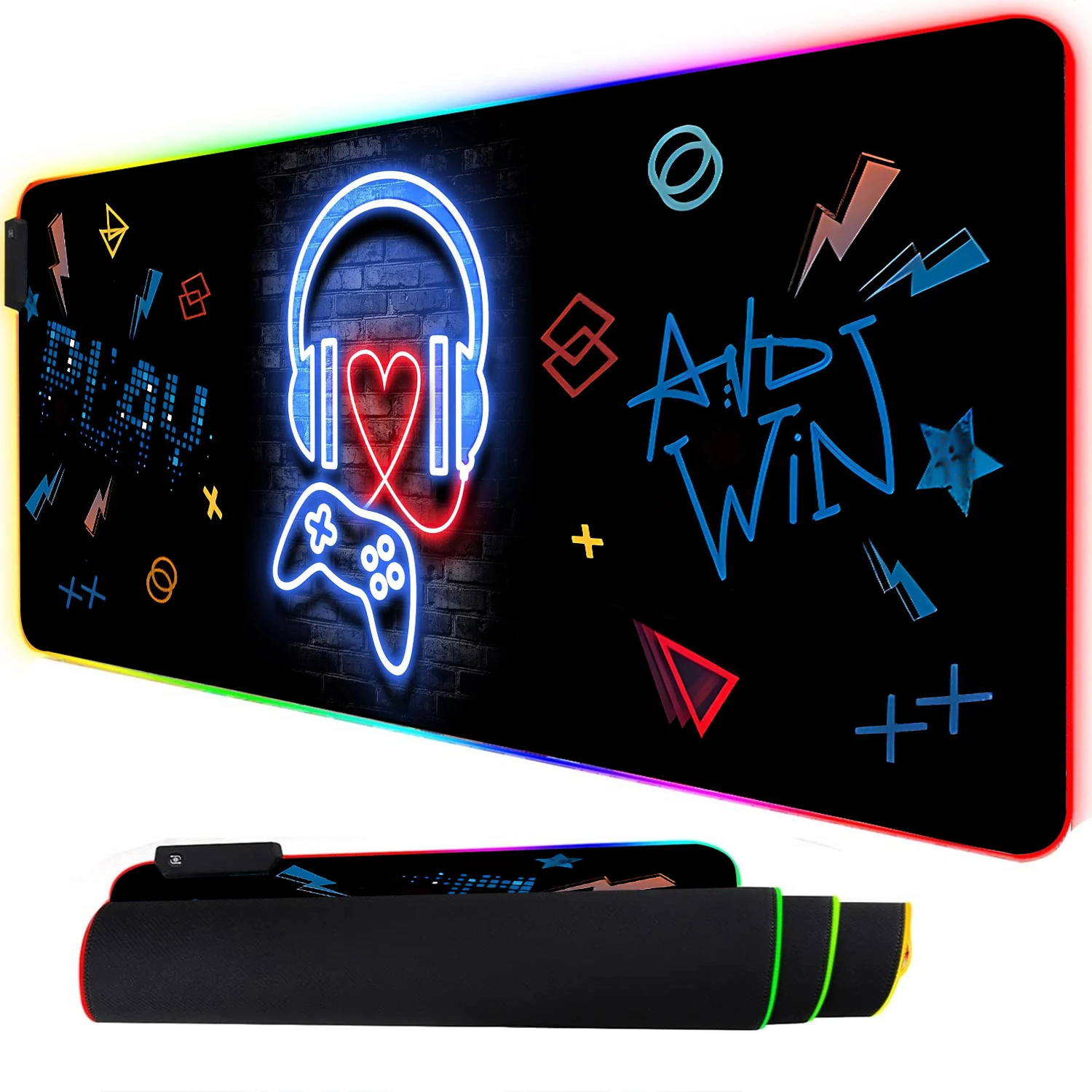 RGB Neon Gaming Controller Art - Rgb Mousepad のレビューと価格